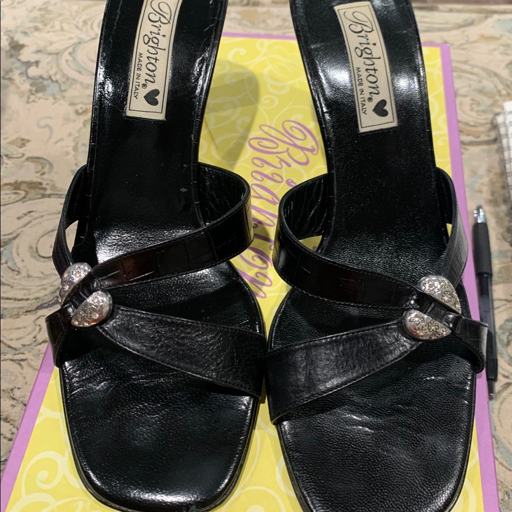 Brighton Roxann Black 3 in heels/sandals sz 9M